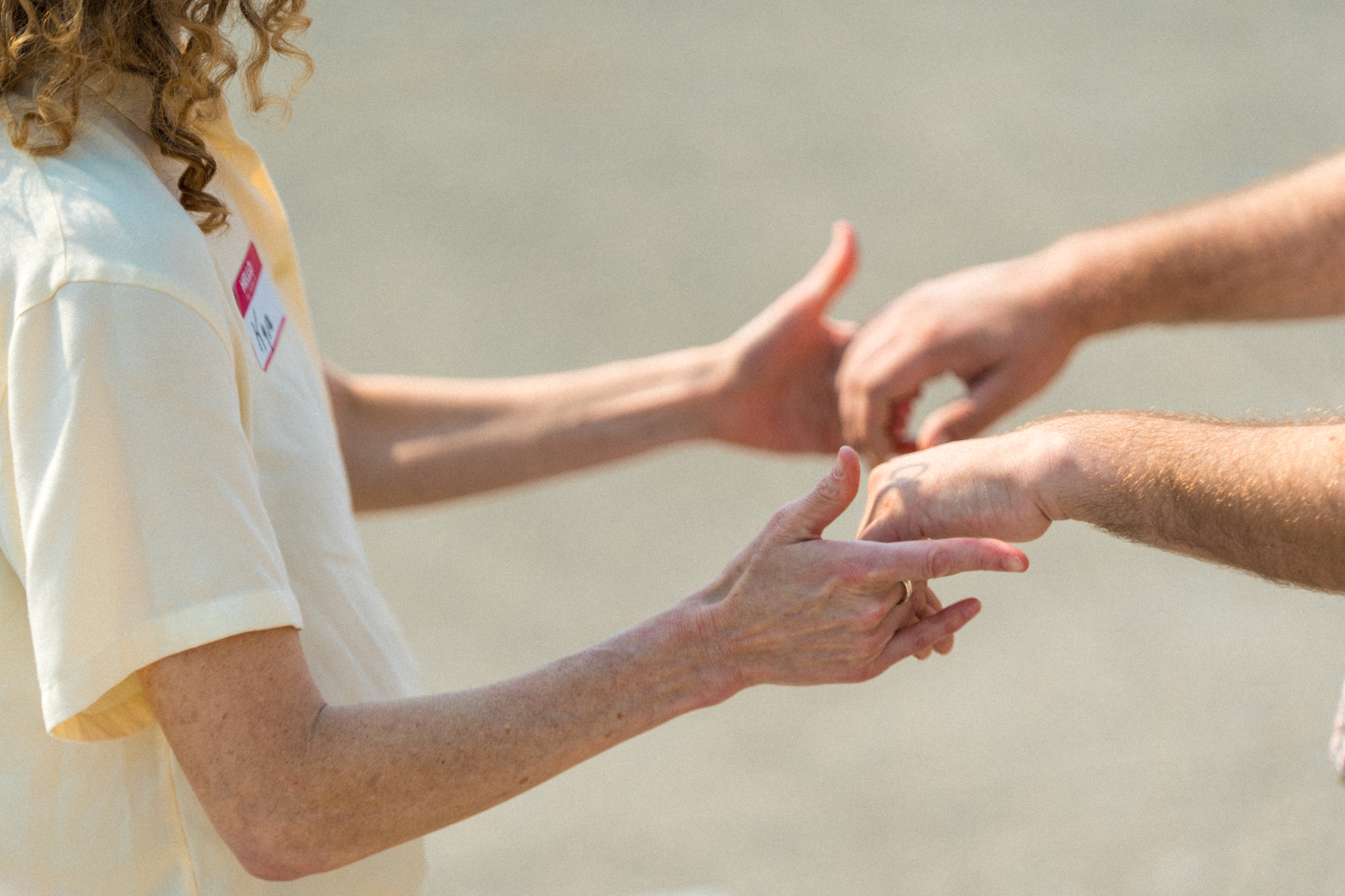Close-up of dance partners connecting at Hustle on the Pier
